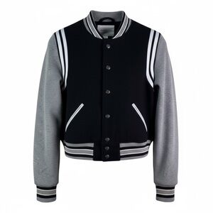 AEROPOSTALE Varsity‎ Academia Bomber Jacket Black Gray White Sporty Size S